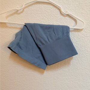 Light Blue Ribbed Biker Shorts